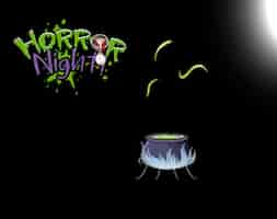 Gratis vector horror night woord logo met potion pot