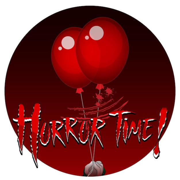 Gratis vector horror time-logo met rode ballonnen