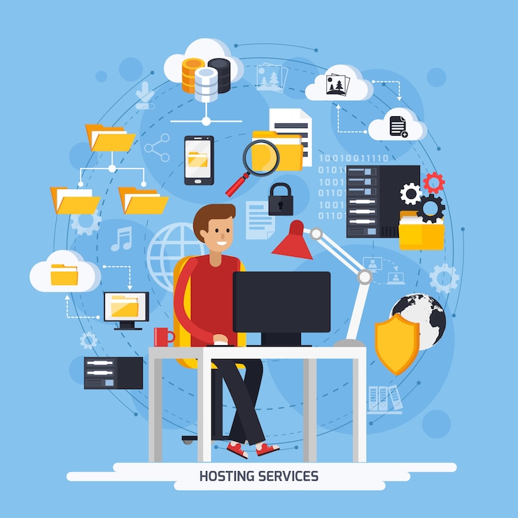 Gratis Vector hosting services concept
