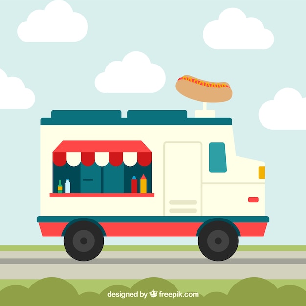Gratis vector hotdog vrachtwagen