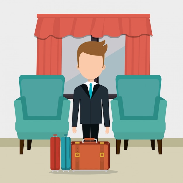 Gratis vector hotel consierge werkende avatar karakter