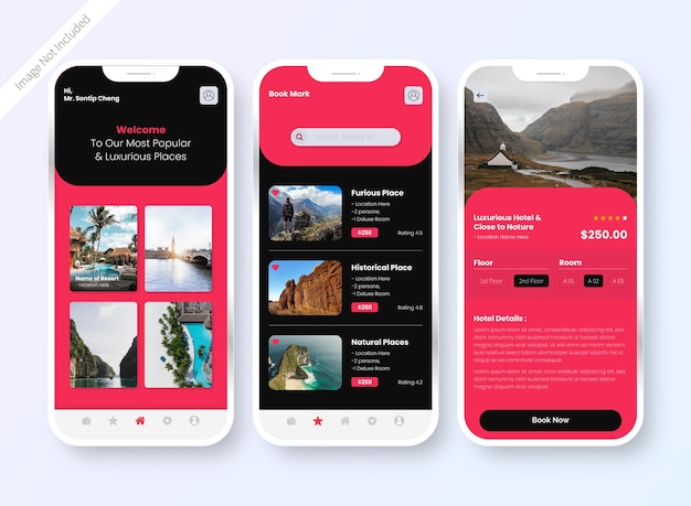 Hotelreserveringsapp ui-ontwerpscherm