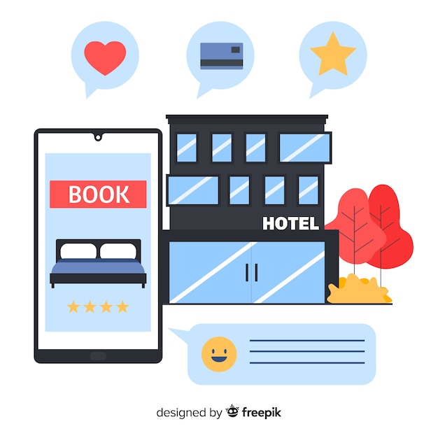 Gratis vector hotelreserveringsconcept in vlakke stijl