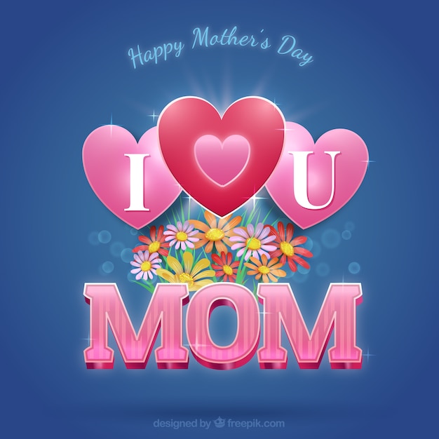 Gratis vector hou van je mama kaart met bloemen