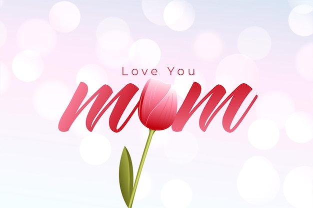 Gratis vector hou van je moeder bericht met tulpenbloem voor moederdag