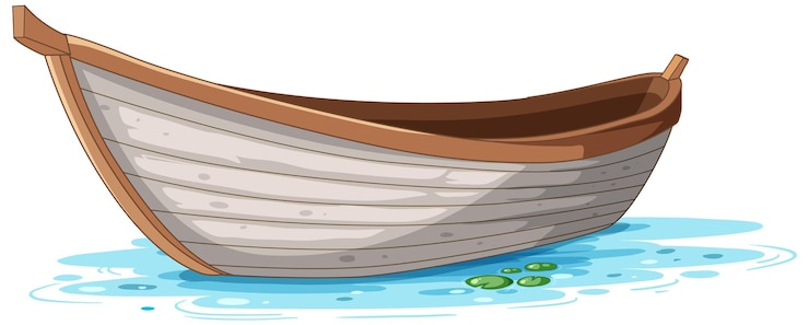 Gratis Vector houten boot op het water