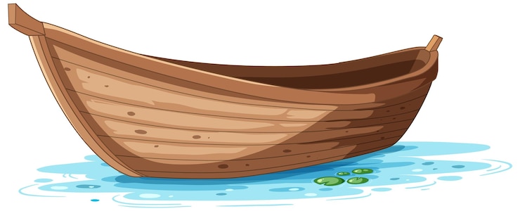 Gratis Vector houten boot op het water