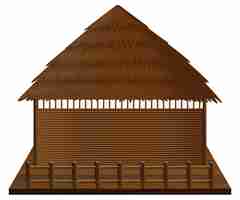 Gratis vector houten hut op houten vlot