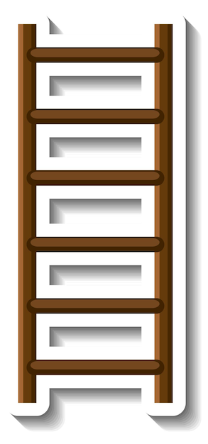 Gratis vector houten ladder geïsoleerd op witte achtergrond