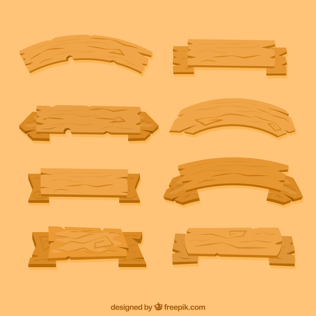 Gratis vector houten linten in vlakke stijl