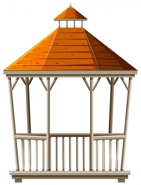 Gratis vector houten paviljoen met oranje dak