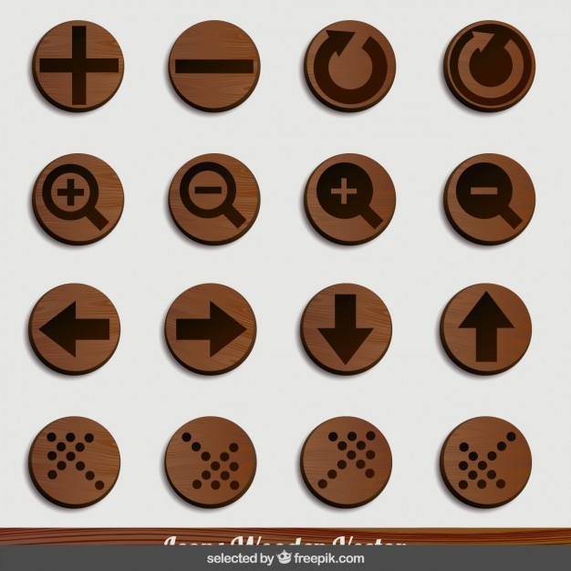 Gratis vector houten pijlen en zoom iconen