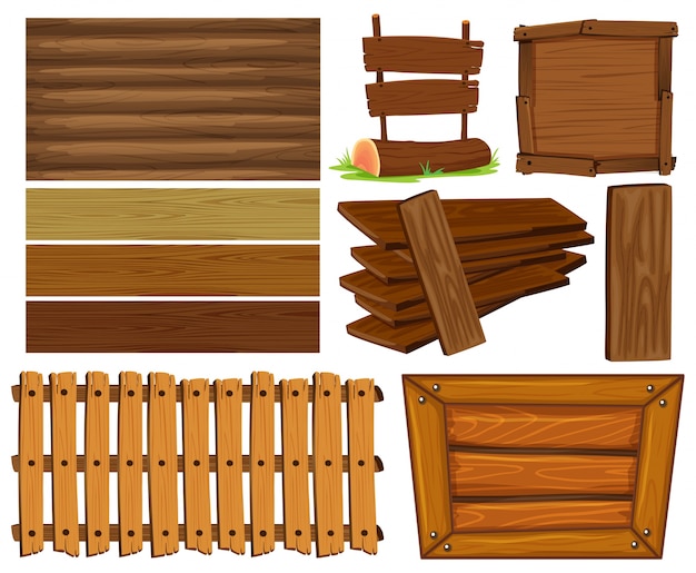 Gratis vector houten planken en tekenillustratie