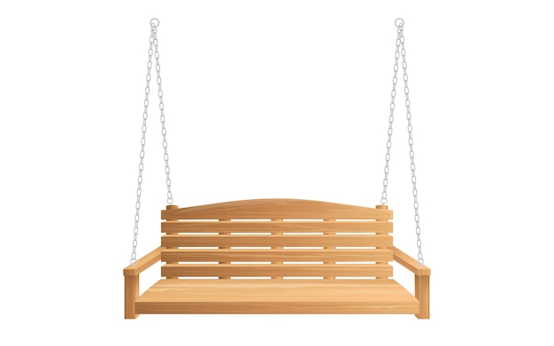 Gratis vector houten schommelbank met hangers aan kettingen