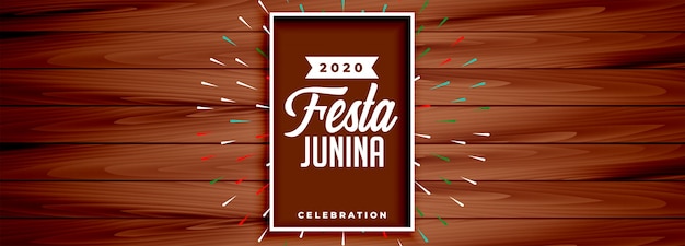 Houten stijl festa junina viering bannerontwerp