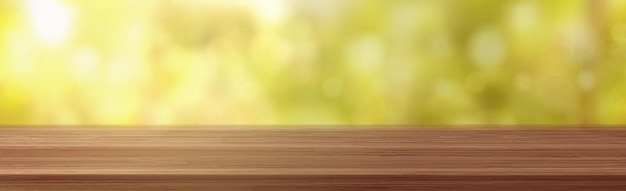 Houten tafel perspectief buiten uitzicht