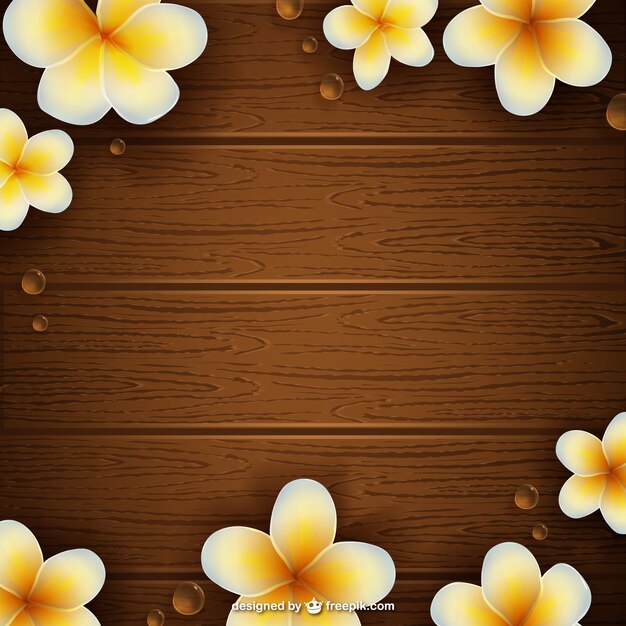 Houten textuur met bloemen