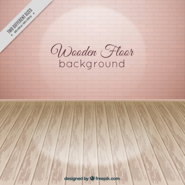Gratis vector houten vloer met roze bakstenen muur