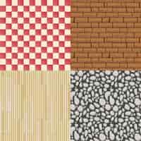 Gratis vector houten vloer textuur, stenen patroon en tegels achtergrond instellen. bouwmateriaal, naadloze achtergrond en parket. vector illustratie