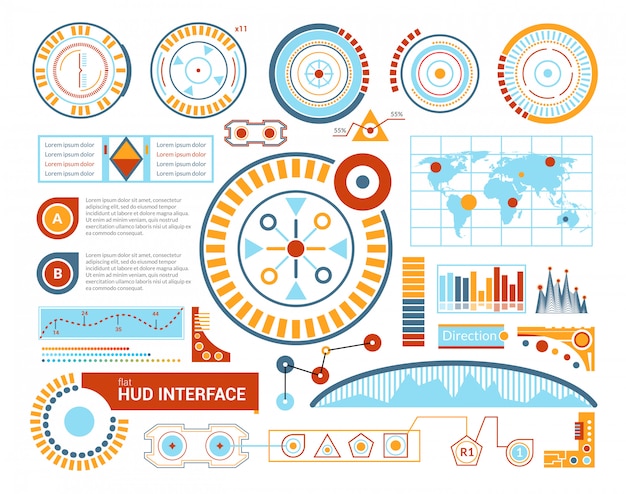 Gratis vector hud interface flat illustratie