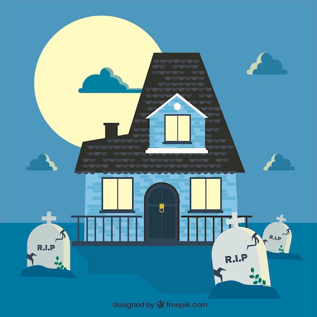 Gratis vector huis achtergrond met graven in plat ontwerp