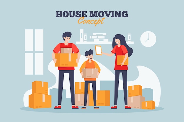 Huis bewegend concept met familie