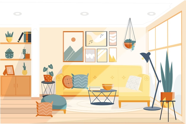 Gratis vector huis interieur achtergrond concept