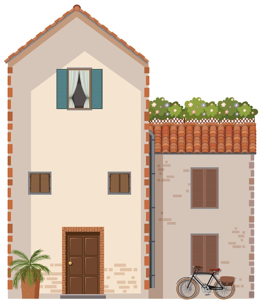 Gratis vector huis met fiets voor de deur