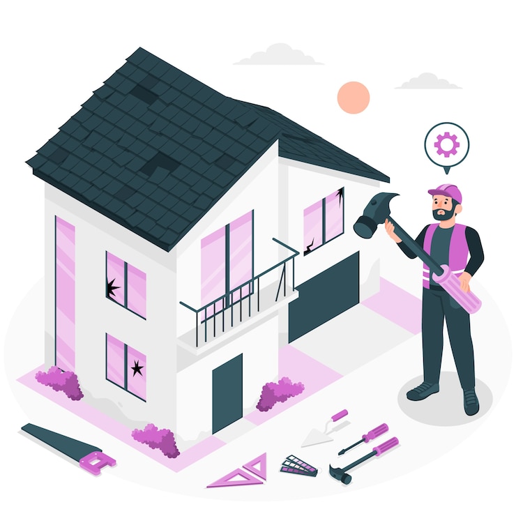 Gratis Vector huis rehab concept illustratie