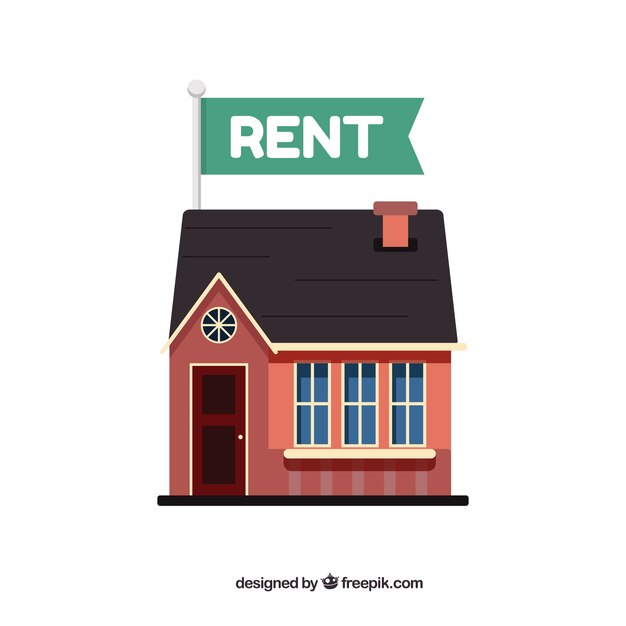 Gratis vector huis te huur in flatontwerp