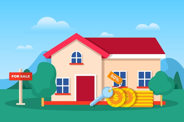 Gratis vector huis te koop of te huur