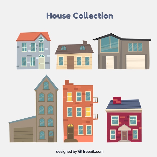 Gratis vector huiscollectie in plat ontwerp