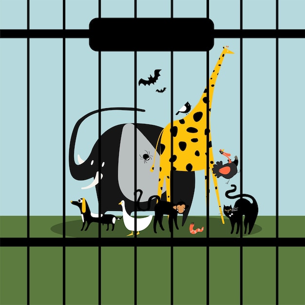 Gratis vector hulpeloze dieren in gevangenschap gehouden