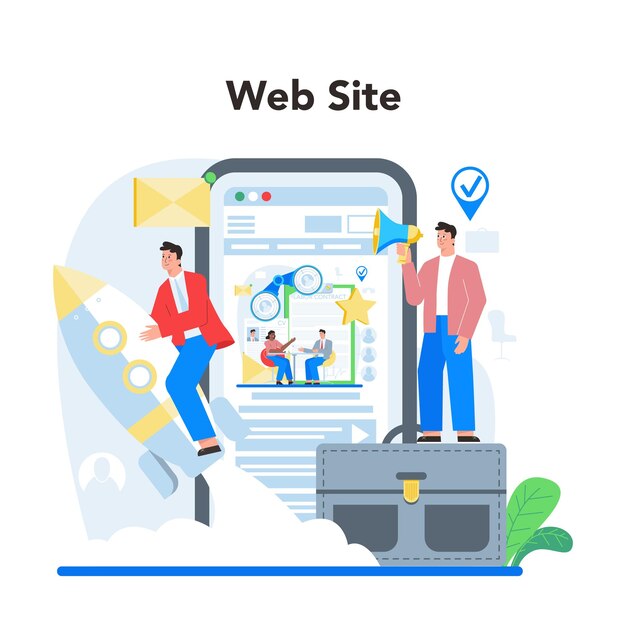 Human resources specialist online service of platform Idee van werving en baanbeheer HR-manager interviewt een sollicitant Website platte vectorillustratie