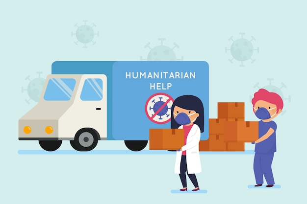 Gratis vector humanitaire hulpconcept voor gratis levering