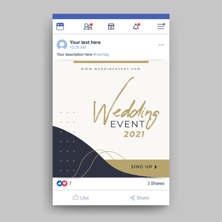 Gratis Vector huwelijksevenement facebook-bericht