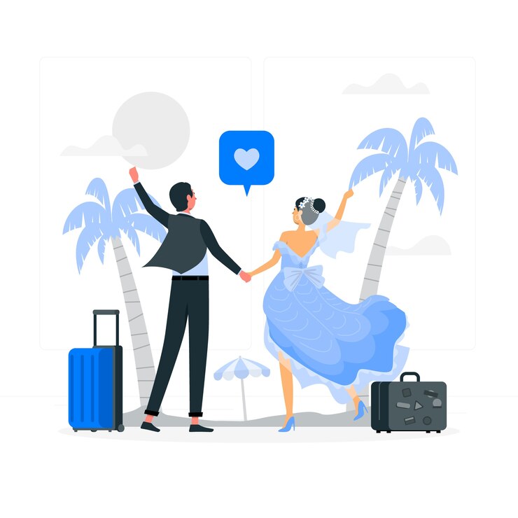 Gratis Vector huwelijksreis concept illustratie