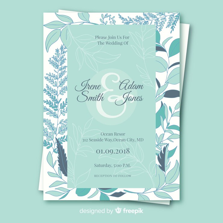 Gratis Vector huwelijksuitnodiging met bloemenelementen