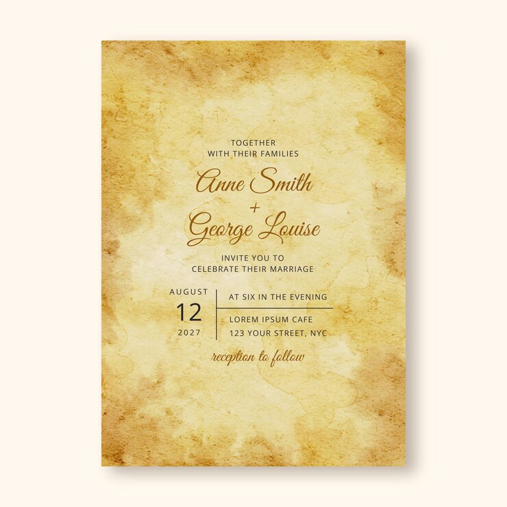 Gratis Vector huwelijksuitnodiging met vintage papier