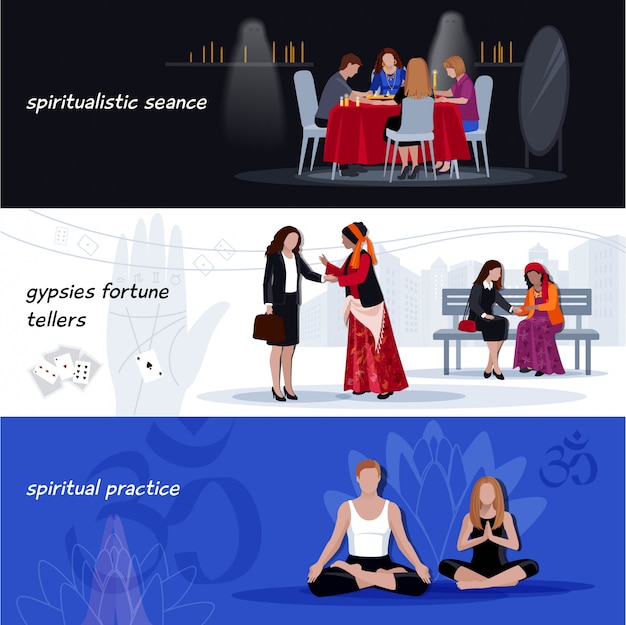 Gratis vector hypnotisme extrazintuiglijke bannerset