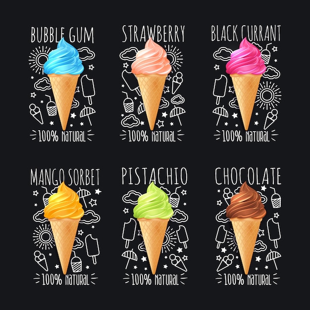 Ice cream chalkboard set