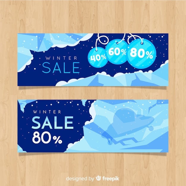 Gratis vector ice winter verkoop banner