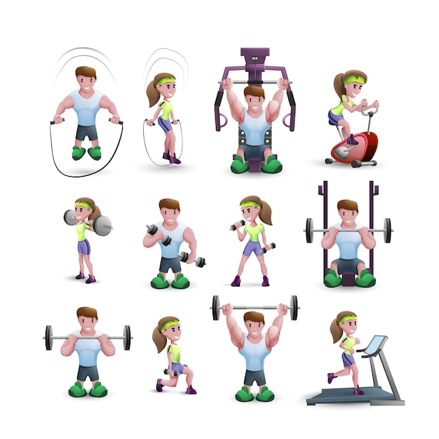 Icon set van fitness-tekens
