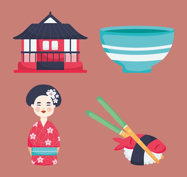 Gratis vector icon set van japans concept