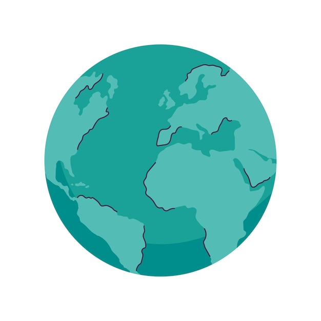 Gratis vector icon van de planeet aarde witte achtergrond