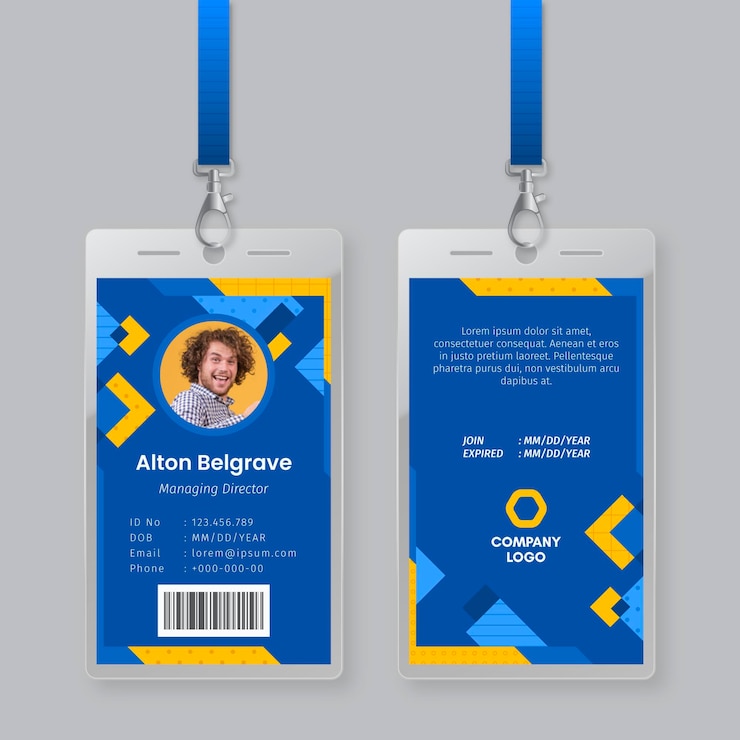 Gratis Vector identiteitskaart-sjabloon met foto