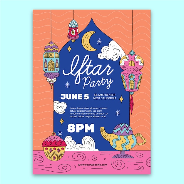 Gratis vector iftar uitnodiging sjabloon concept