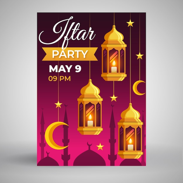 Gratis vector iftar uitnodiging sjabloon concept