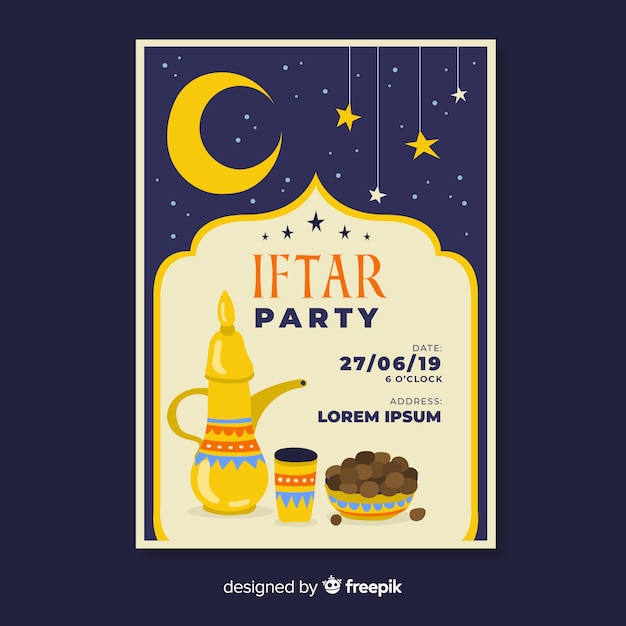 Gratis vector iftar uitnodiging voor feest