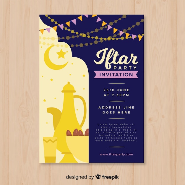 Gratis vector iftar uitnodigingsfeest